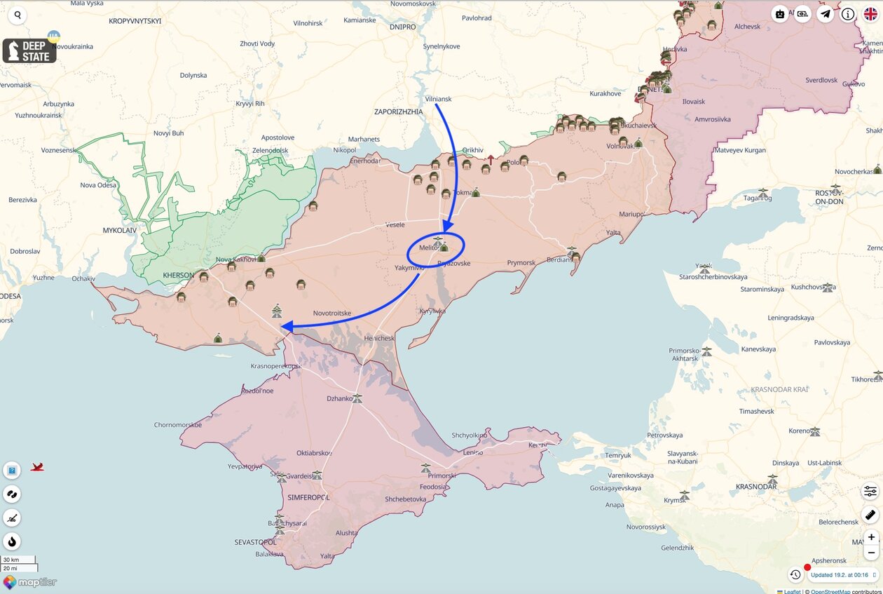Map of occupied South Ukraine