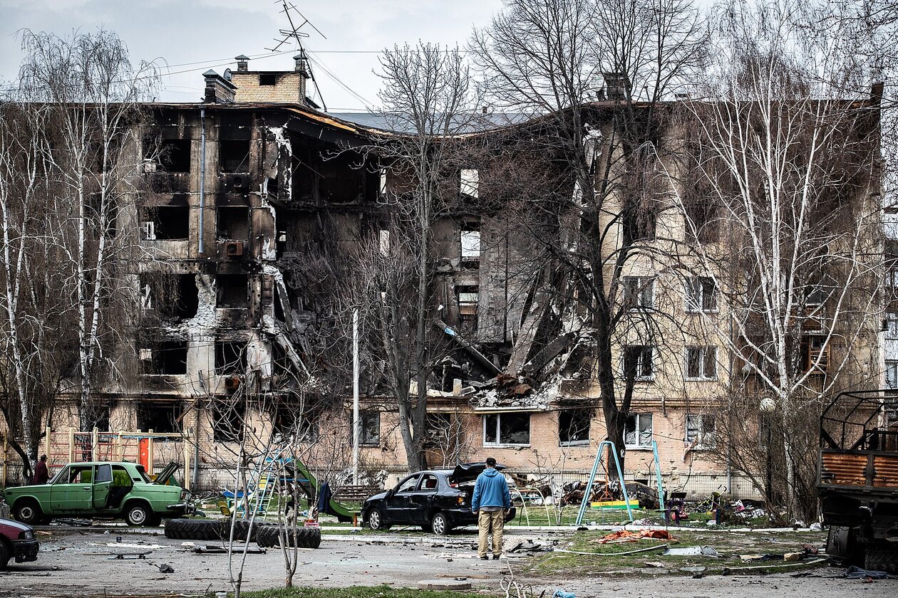 Hostomel, Kyiv region, after the Russian occupation