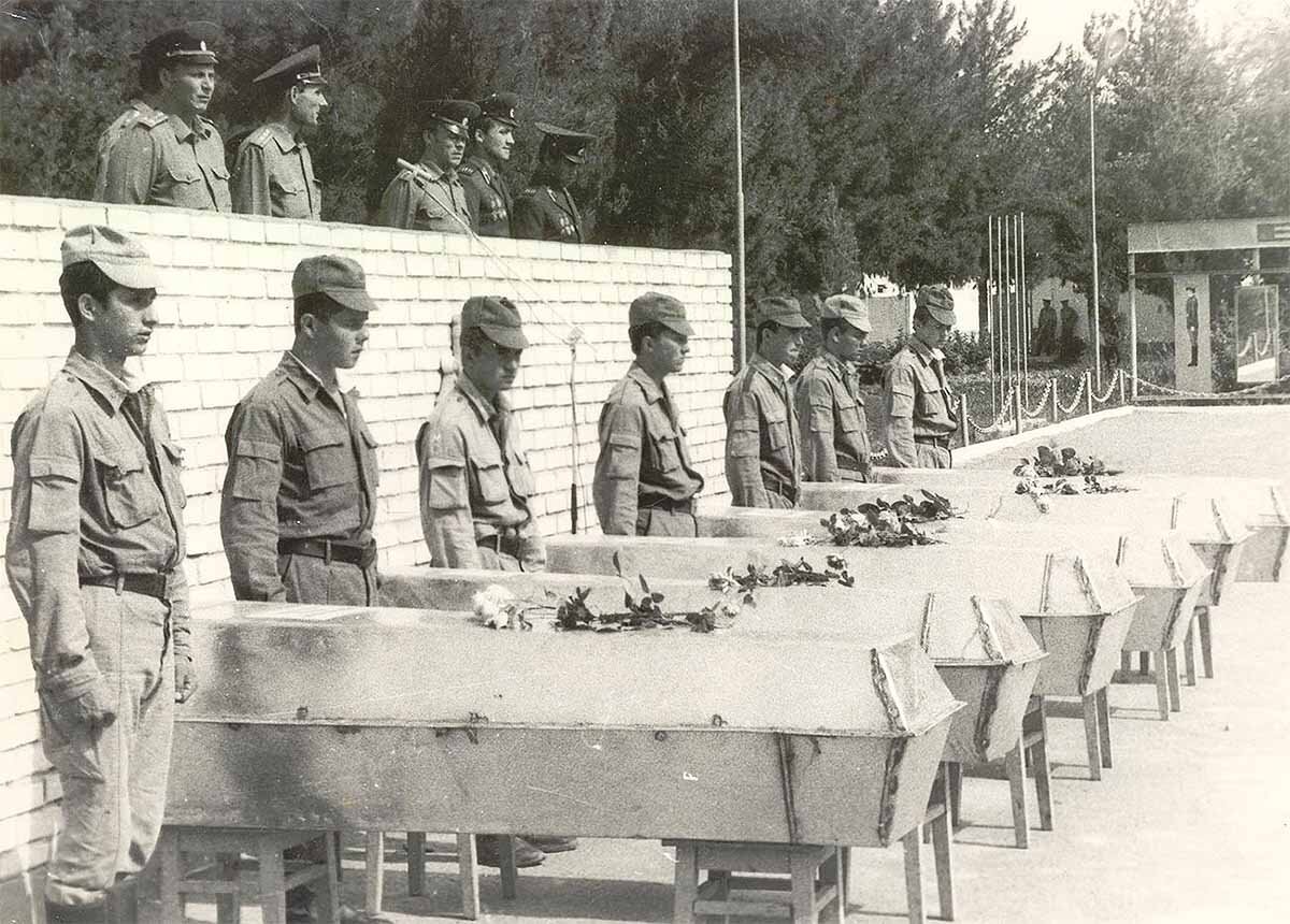 Coffins with the Soviet soldiers fallen in Afghanistan