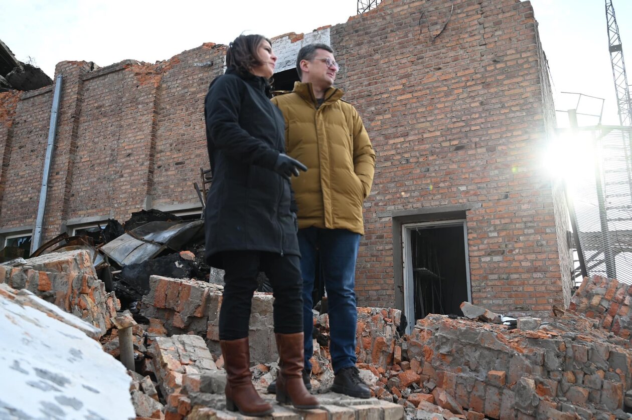 German FM Baerbock visiting ruins of Kharkiv