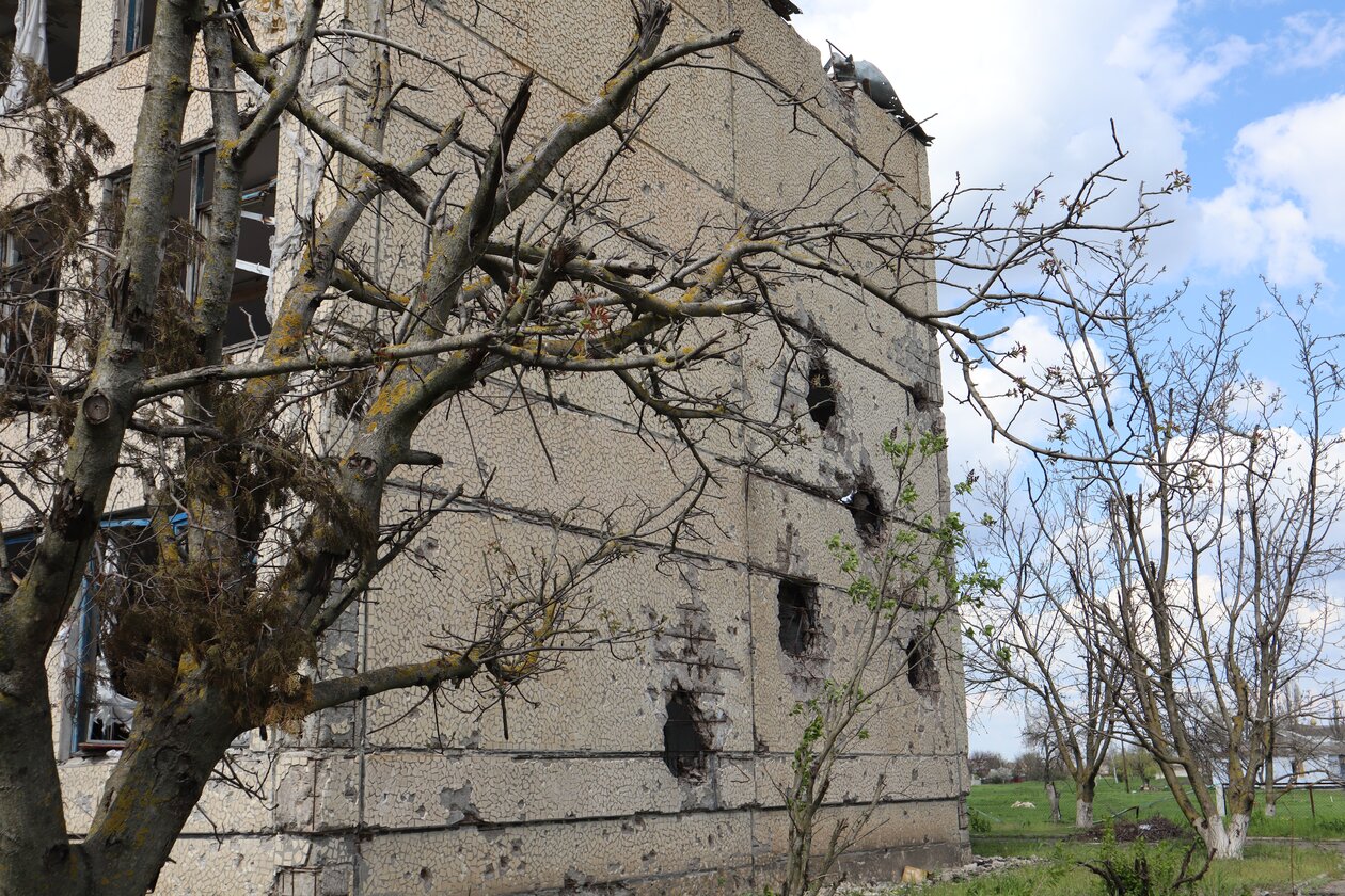 A destroyed residential house